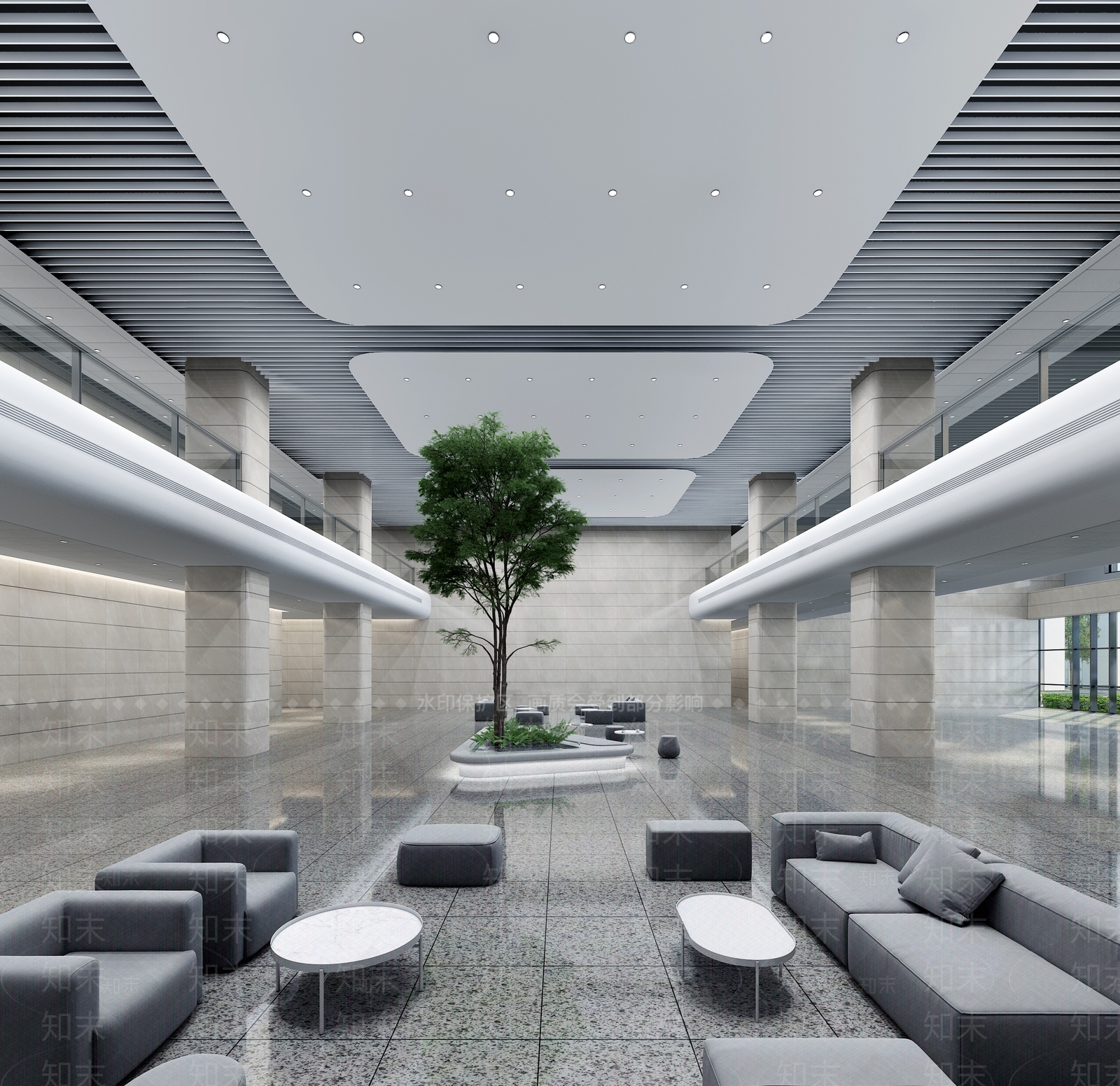 现代办公大厅3D模型下载【ID:1202019764】