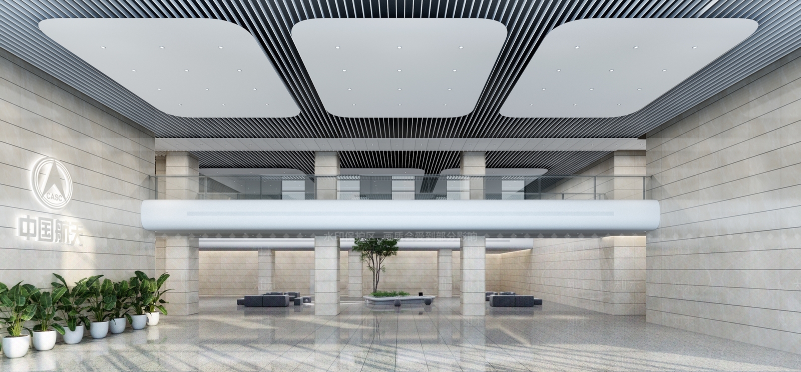 现代办公大厅3D模型下载【ID:1202019764】