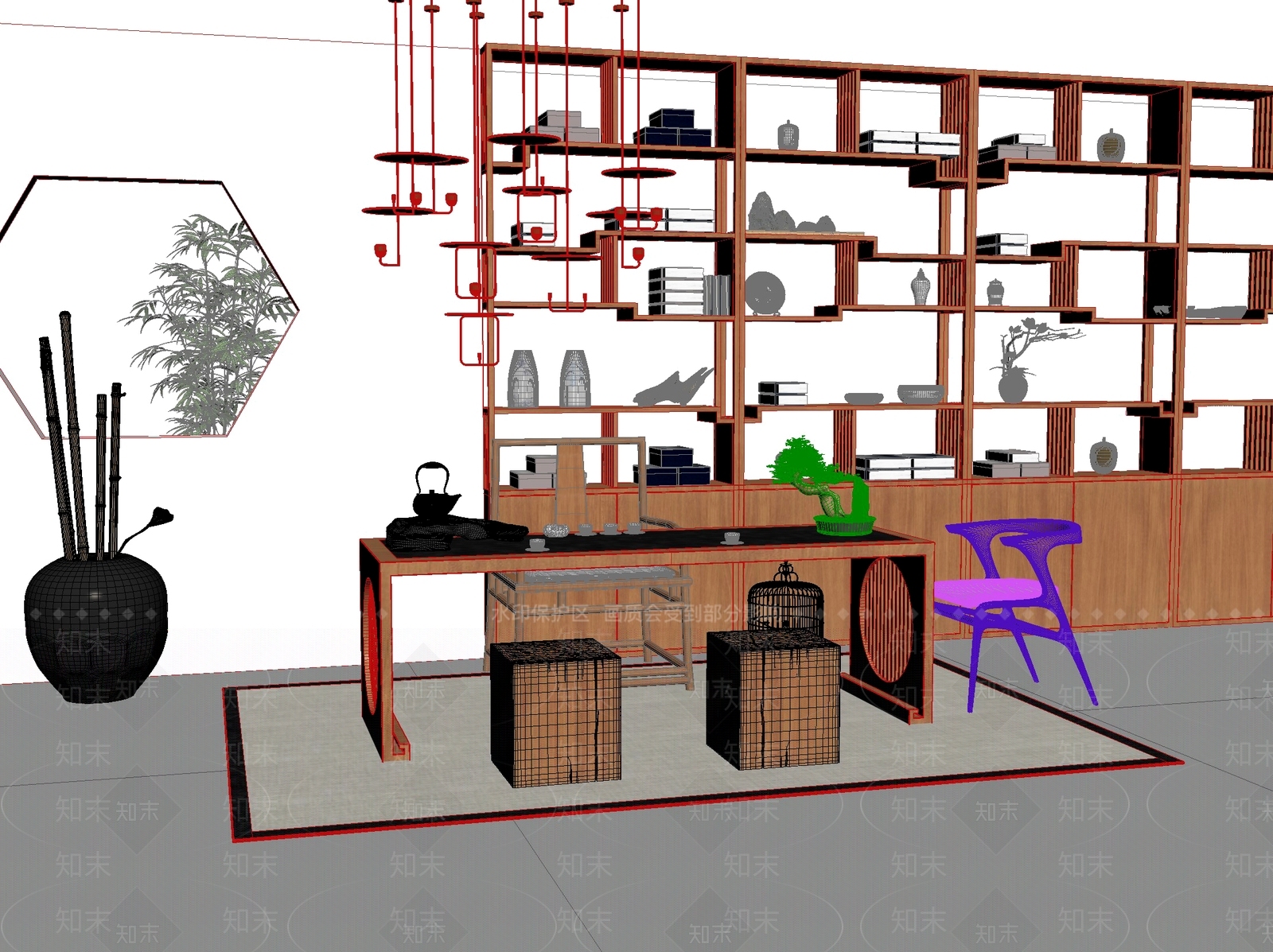 新中式中式茶桌椅3D模型下载【ID:1202020763】