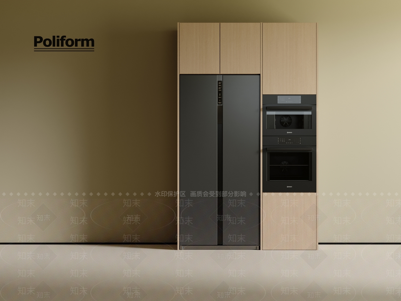 奶油原木冰箱柜3D模型下载【ID:1202021374】