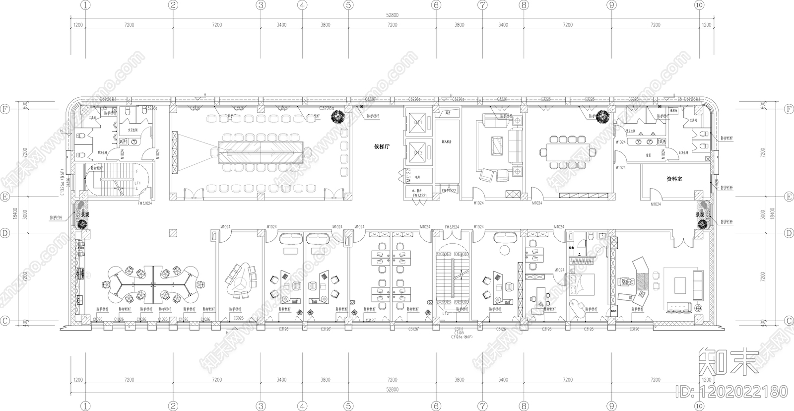 现代整体办公空间cad施工图下载【ID:1202022180】