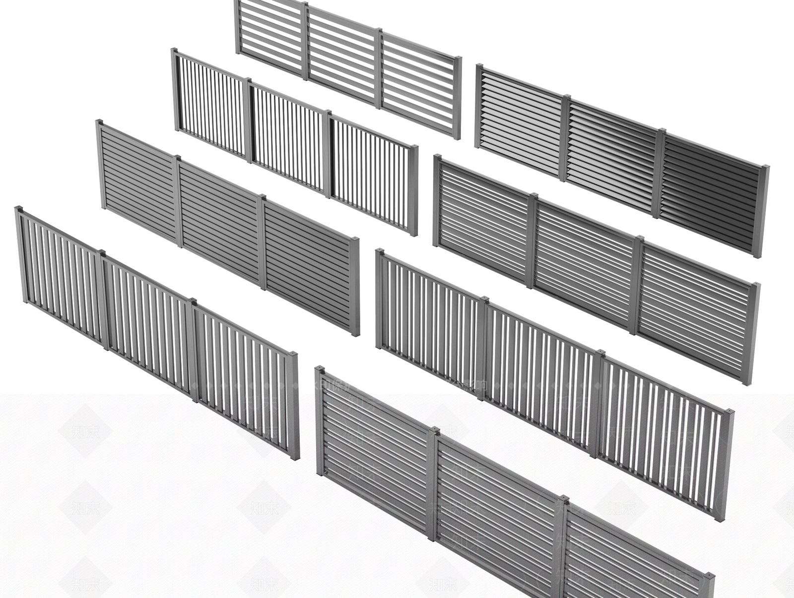 现代围栏护栏SU模型下载【ID:1202021916】