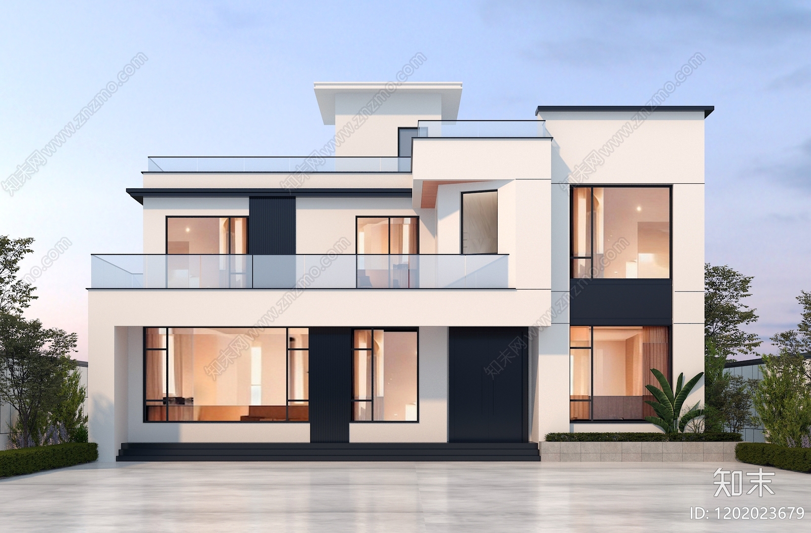 现代别墅建筑施工图下载【ID:1202023679】