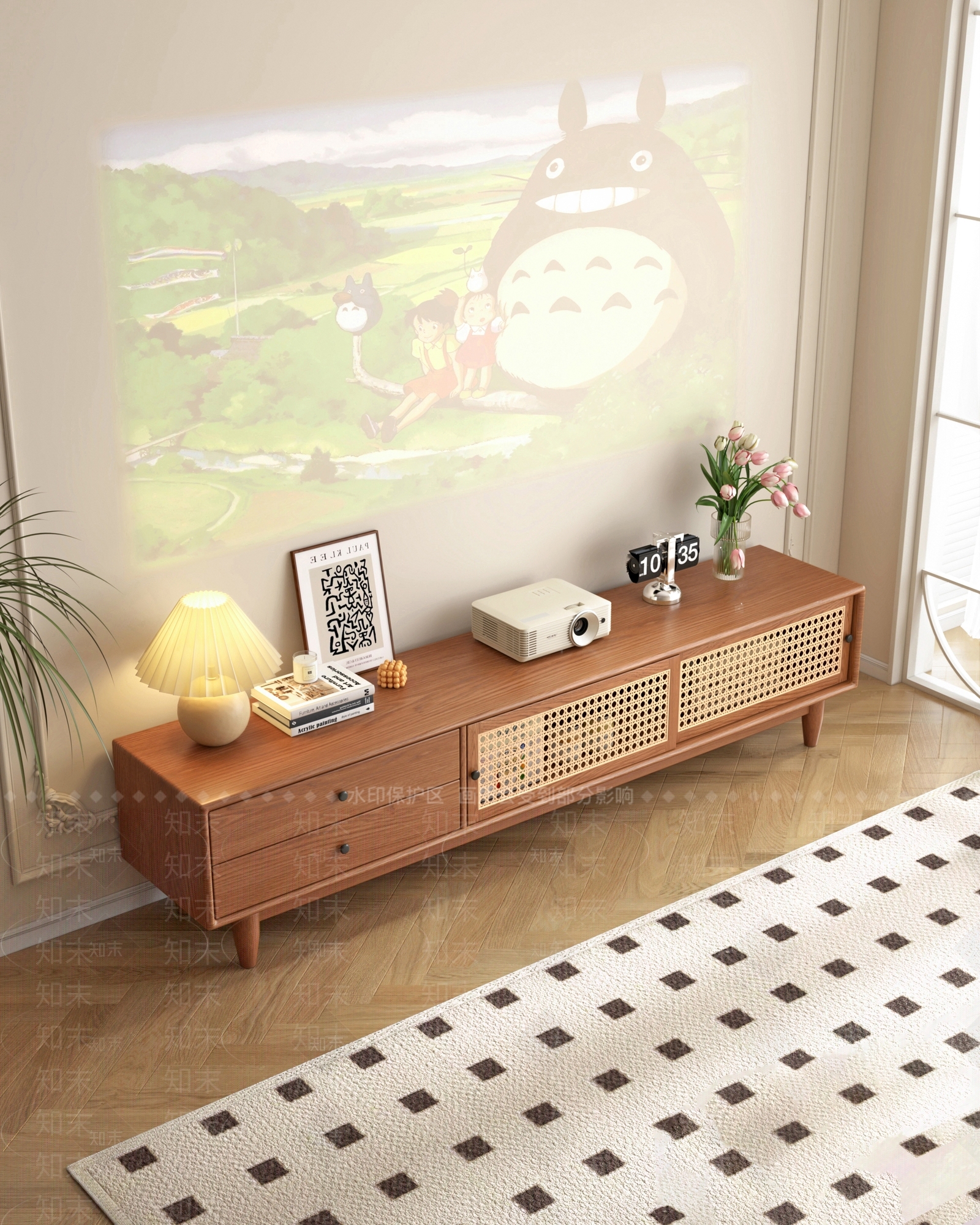 原木北欧电视柜3D模型下载【ID:1202023406】