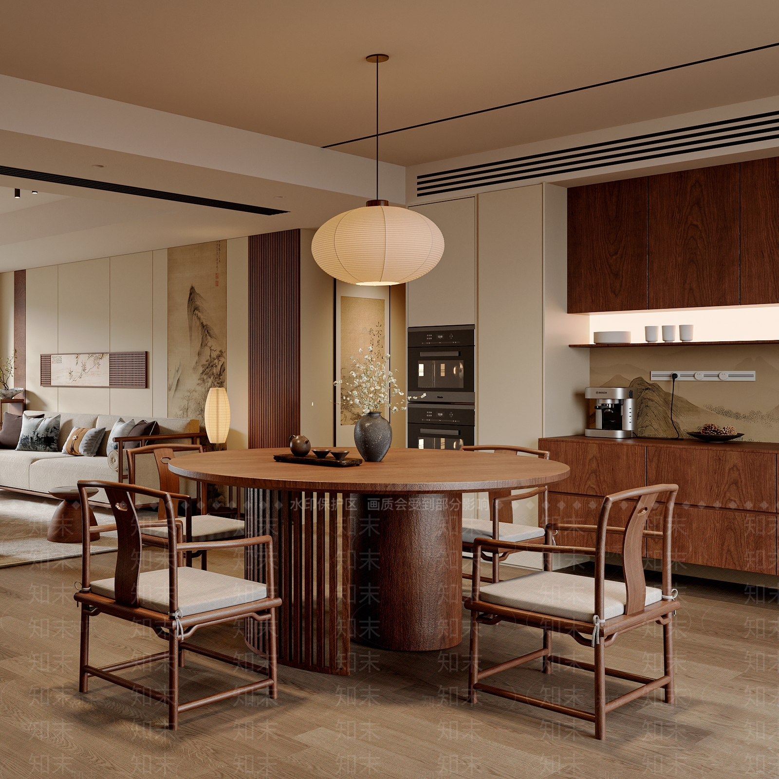 新中式中式餐桌椅SU模型下载【ID:1202025446】