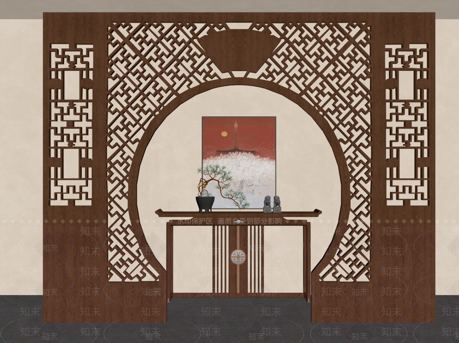 新中式隔断SU模型下载【ID:1202025658】