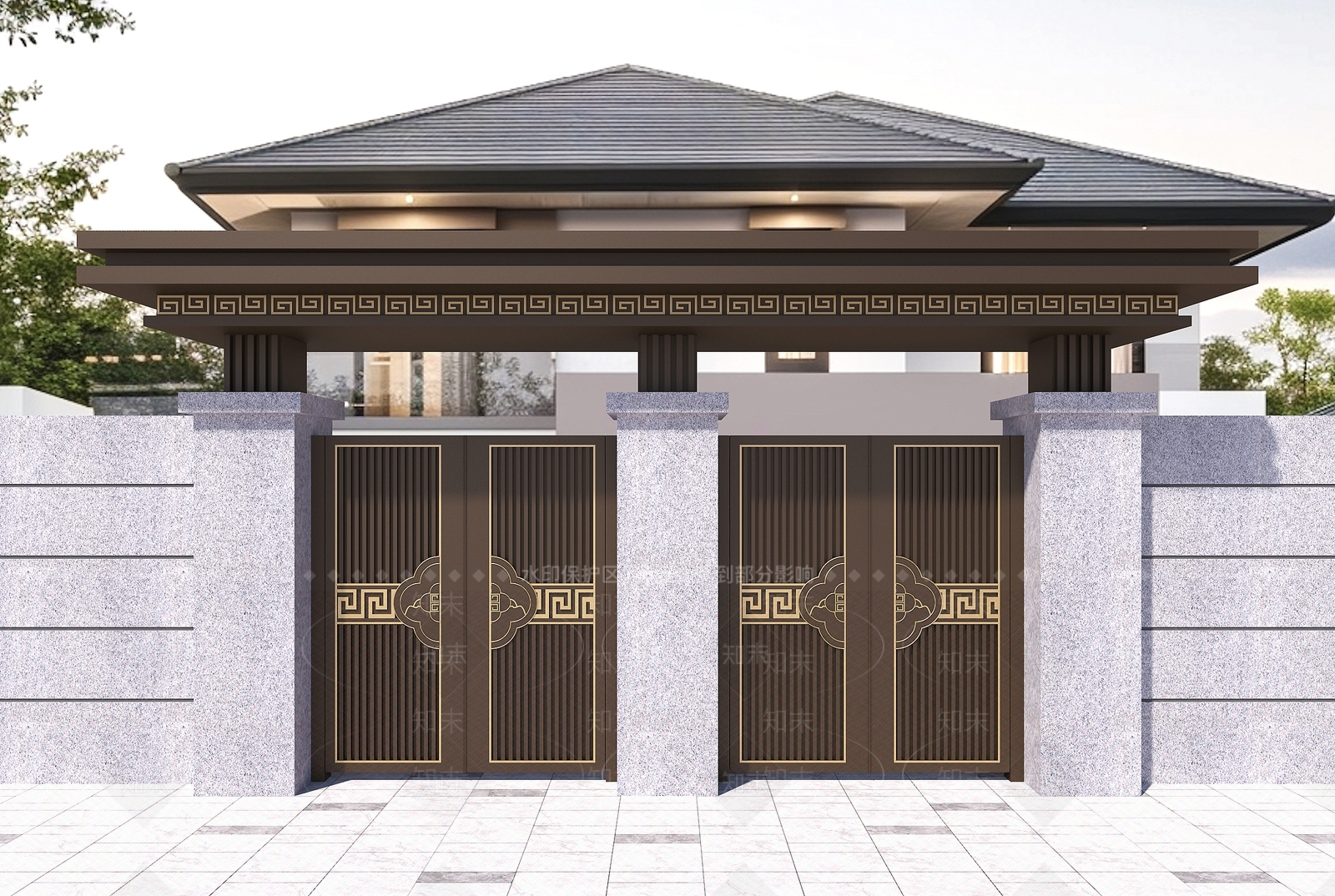 新中式中式大门3D模型下载【ID:1202025949】