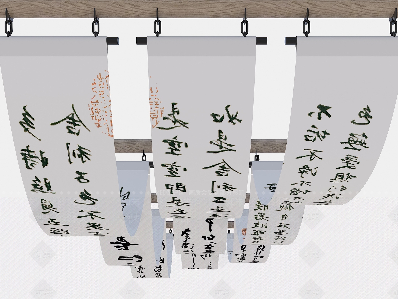 现代新中式吊顶3D模型下载【ID:1202027162】
