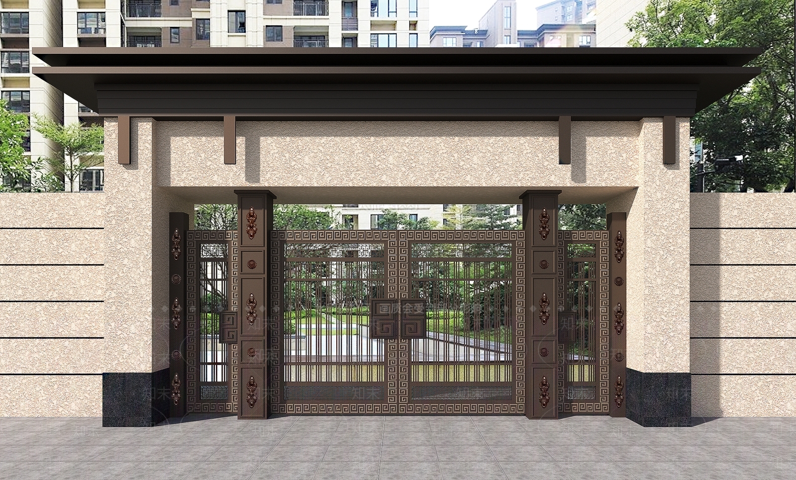 新中式中式大门3D模型下载【ID:1202027241】