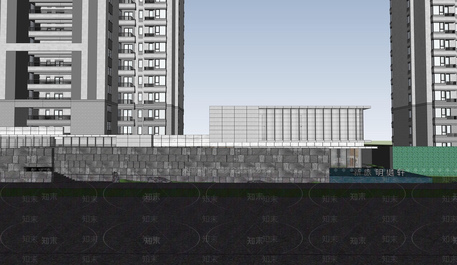 现代售楼处建筑SU模型下载【ID:1202027158】