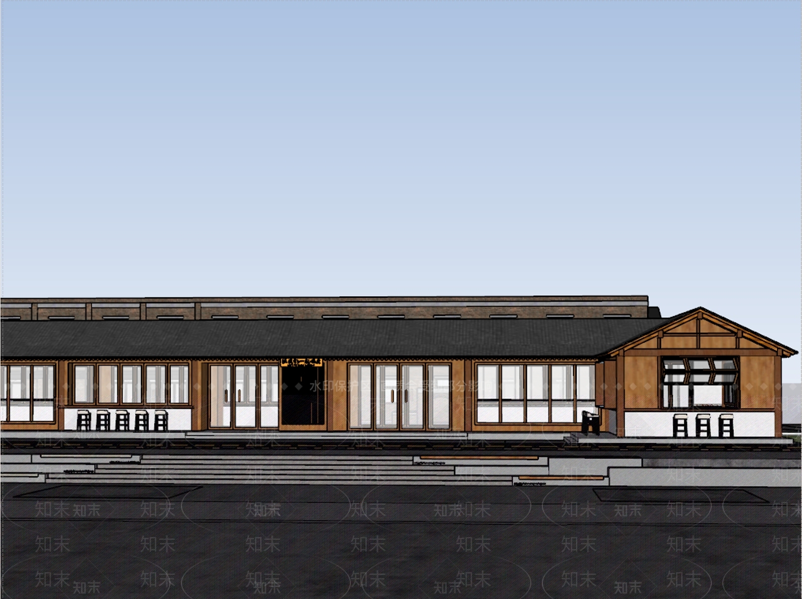 现代新中式小公建SU模型下载【ID:1202027294】