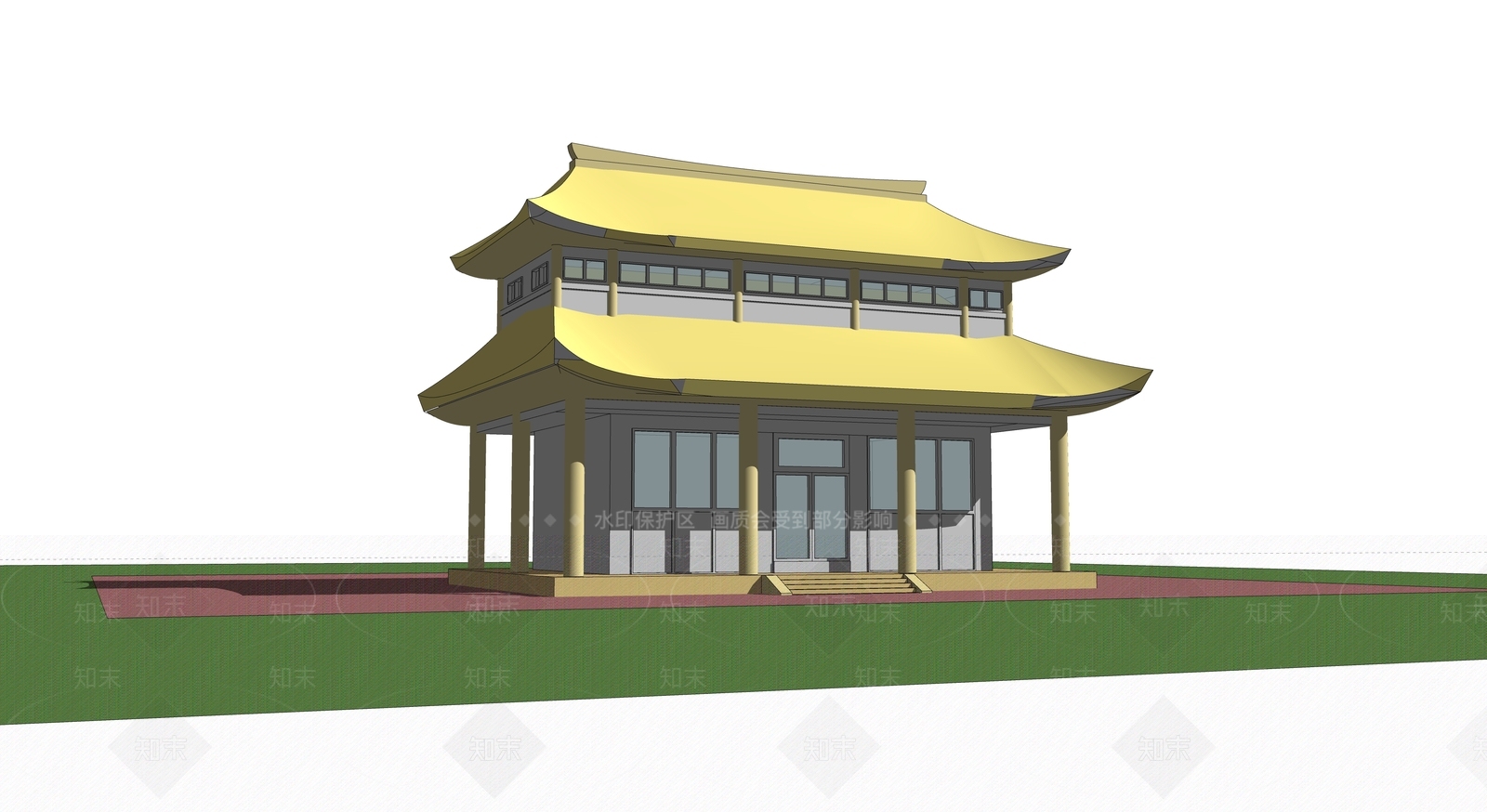 新中式中式古建筑SU模型下载【ID:1202027809】