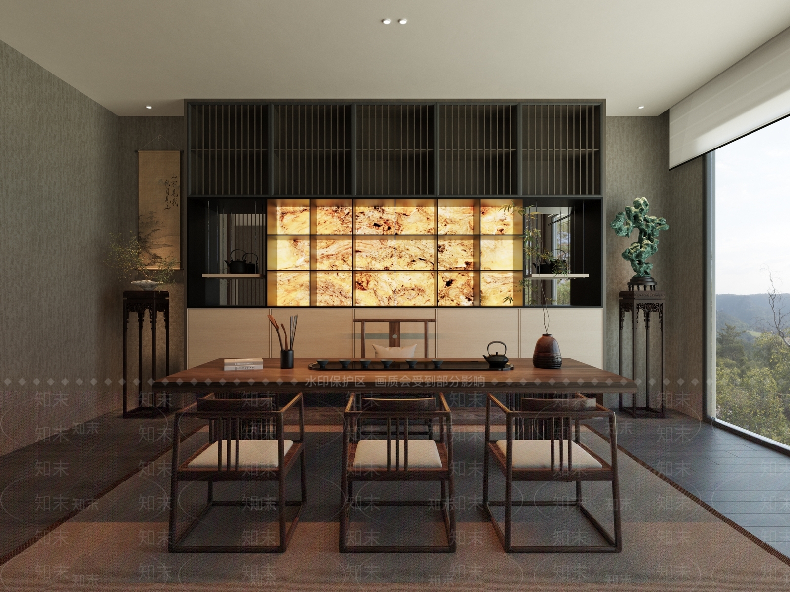 新中式禅意茶室3D模型下载【ID:1202028440】