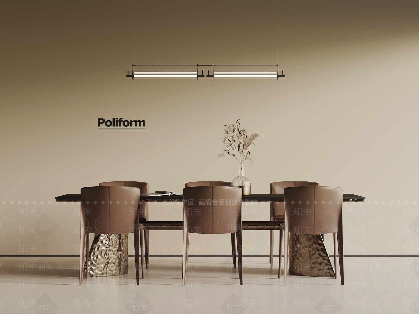 现代简约餐桌椅SU模型下载【ID:1202029838】