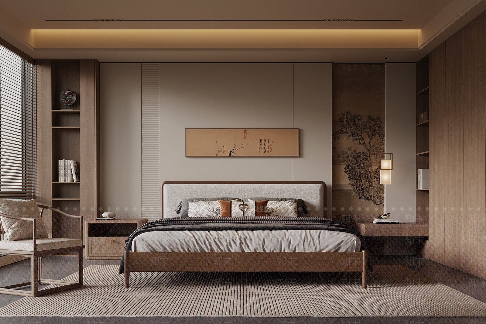 新中式家居卧室3D模型下载【ID:1202030384】