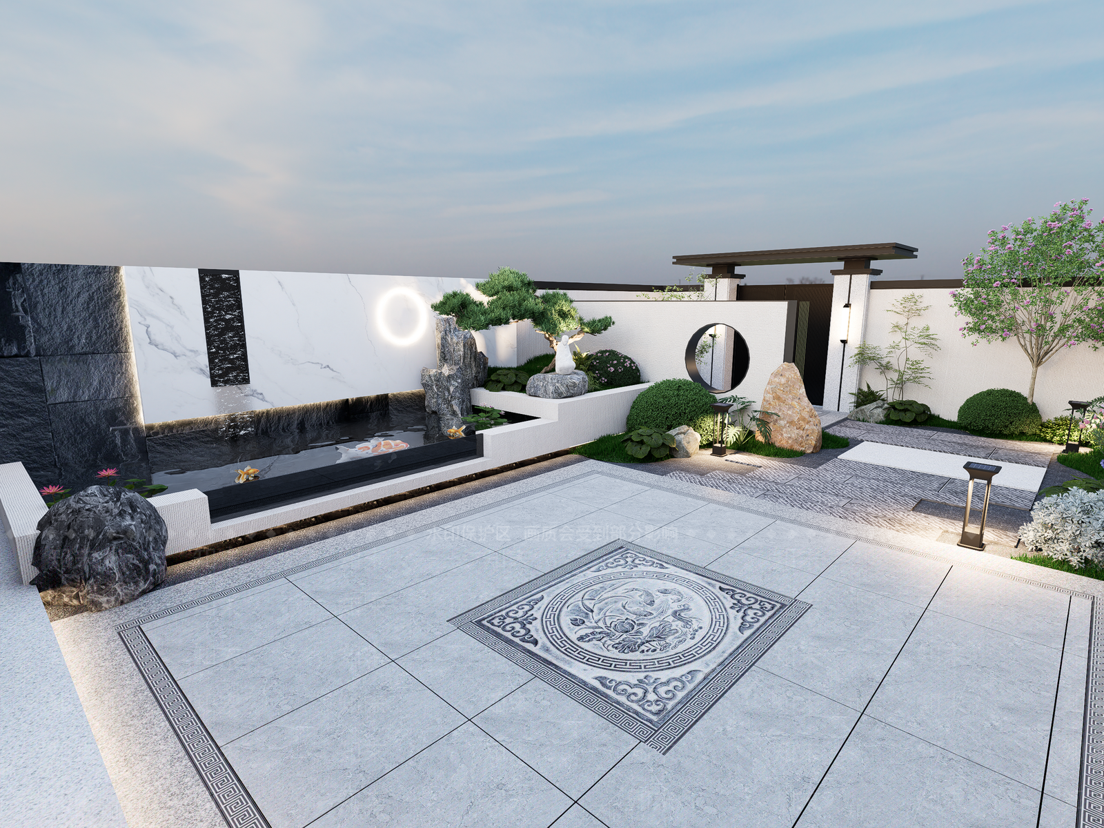 新中式现代别墅庭院SU模型下载【ID:1202050849】