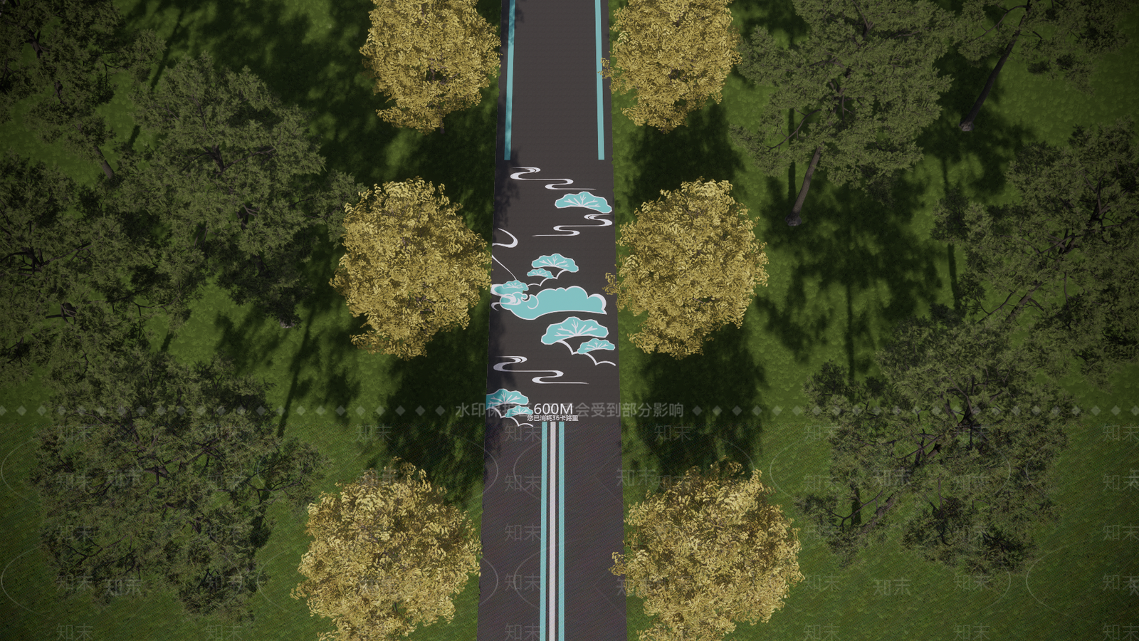 现代新中式人行道路SU模型下载【ID:1202033754】