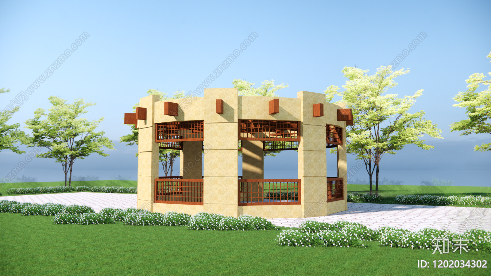 法式廊架SU模型下载【ID:1202034302】
