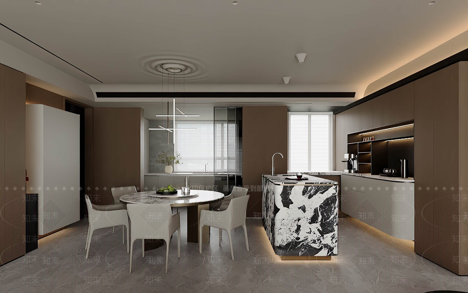 黑白大理石岛台岛台3D模型下载【ID:1227514479】