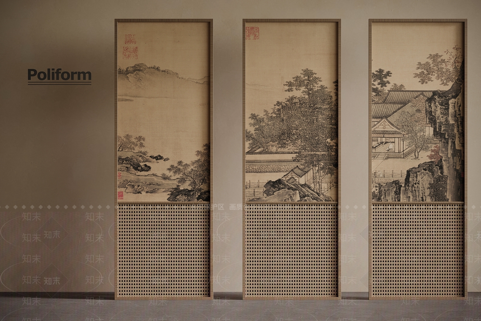 新中式屏风3D模型下载【ID:1202034780】