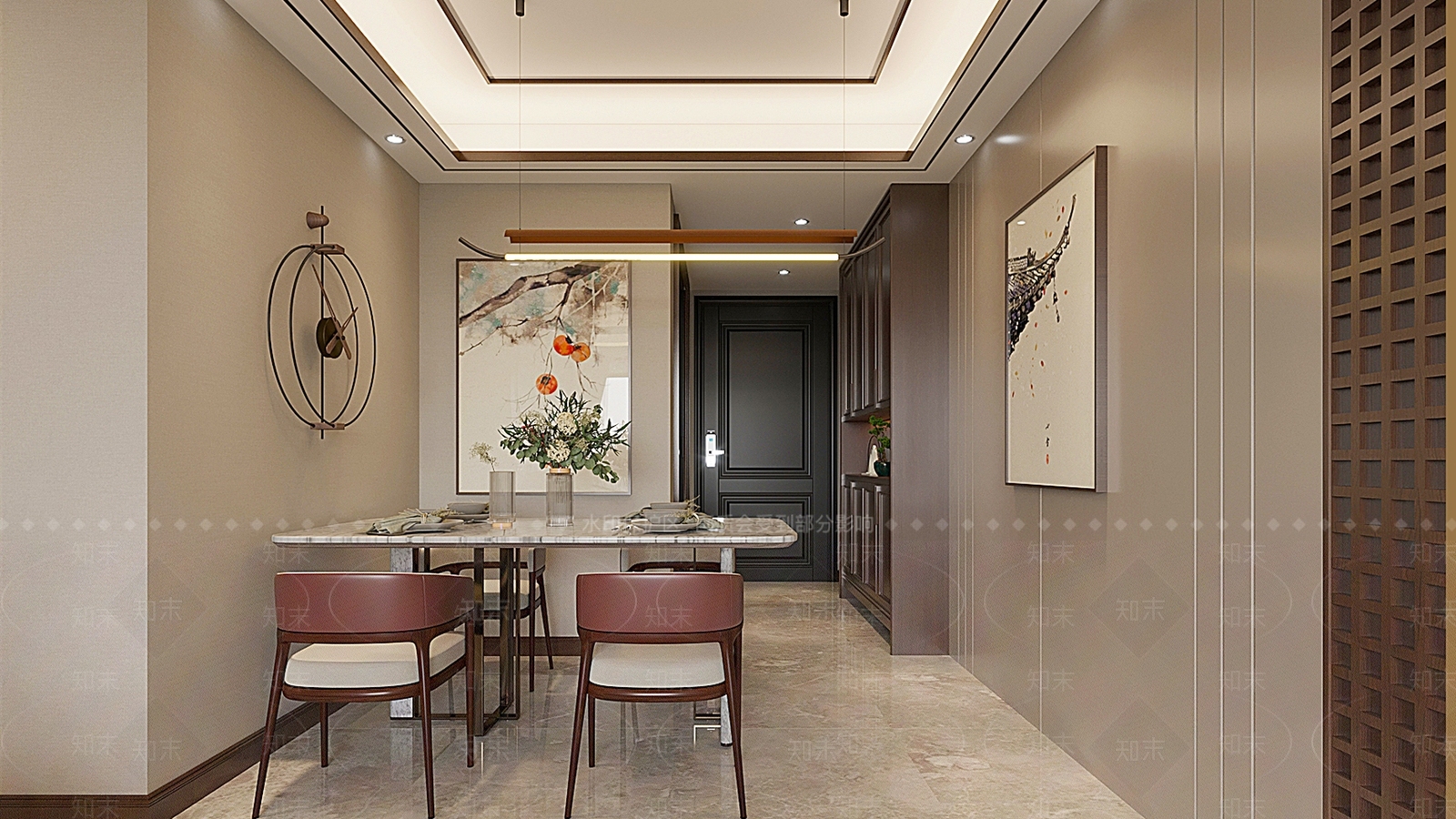 新中式家居餐厅3D模型下载【ID:1222019485】