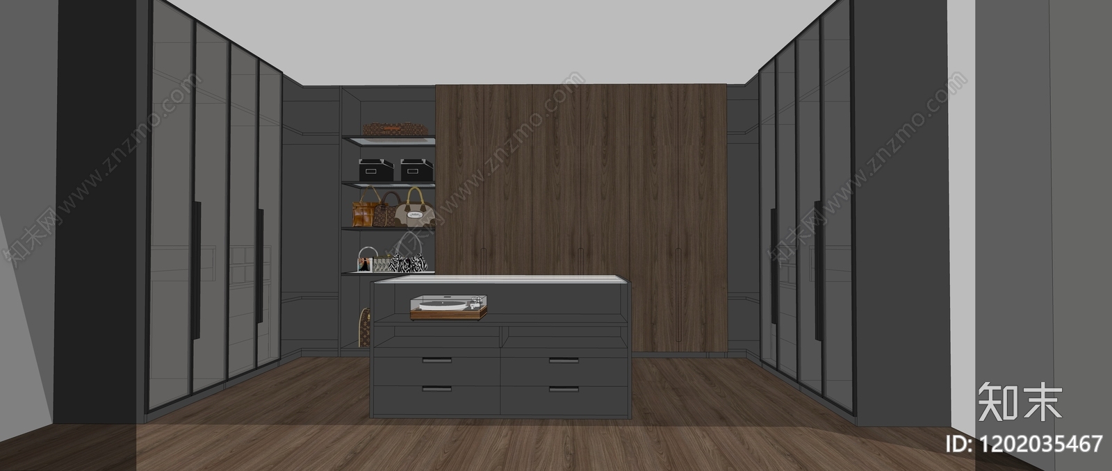 现代轻奢衣帽间SU模型下载【ID:1202035467】
