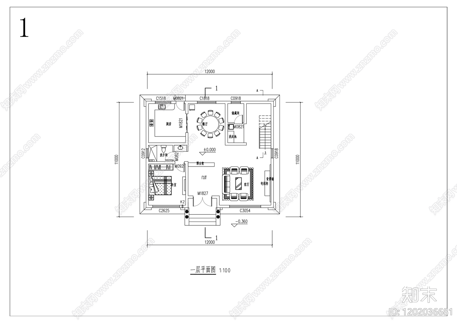 欧式简欧别墅平面图施工图下载【ID:1202036681】