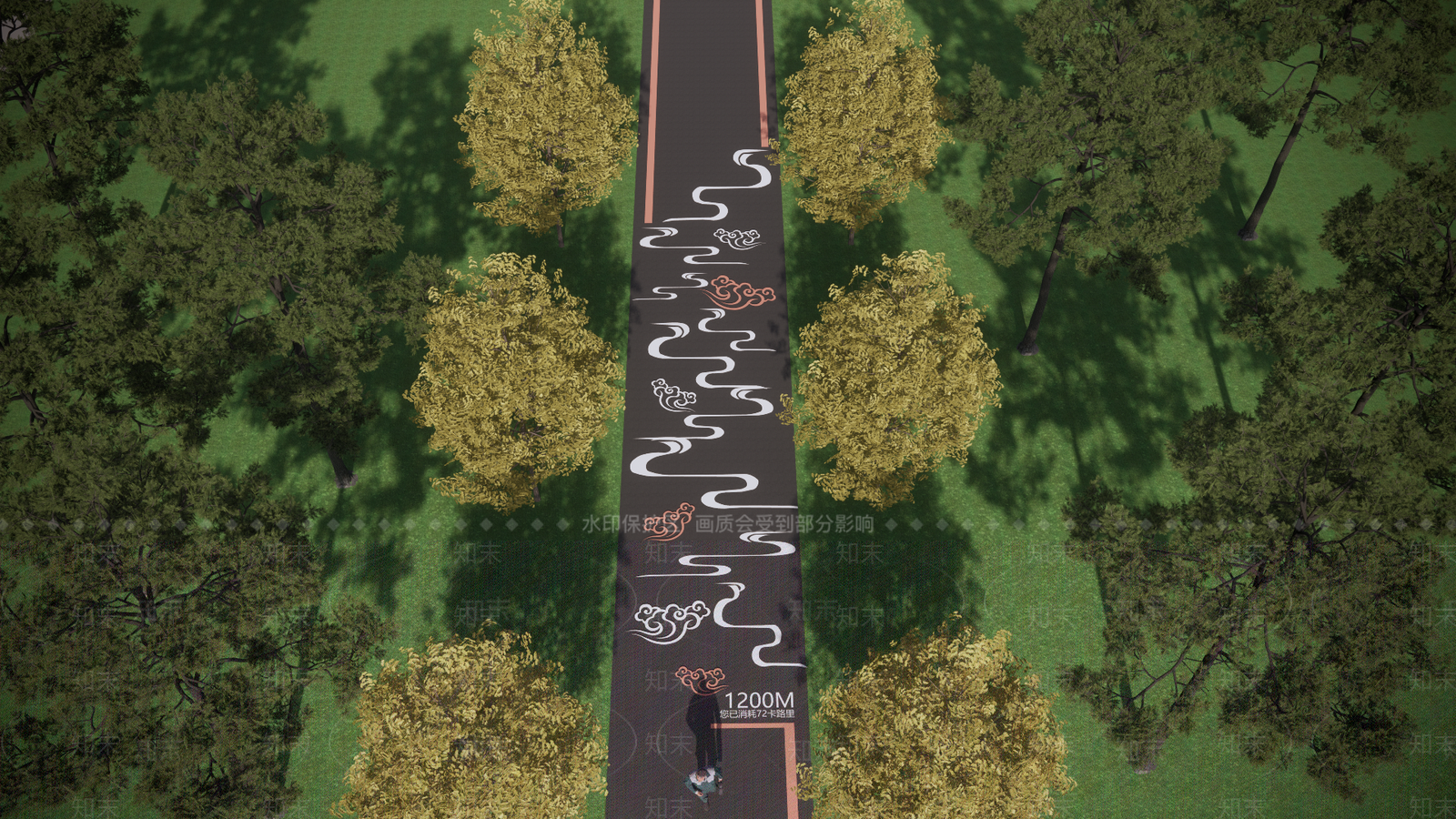 现代新中式人行道路SU模型下载【ID:1202036967】