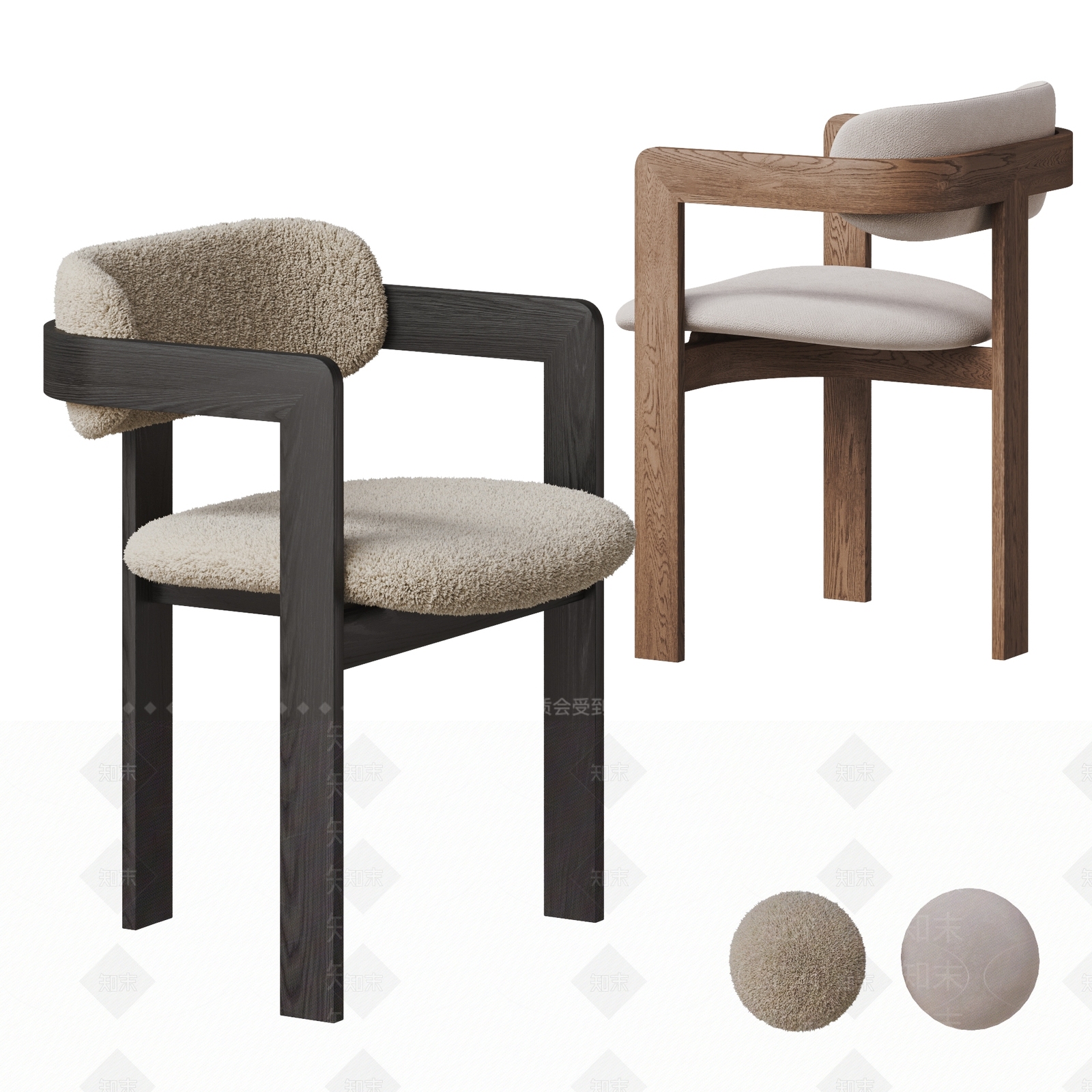 侘寂中古餐椅3D模型下载【ID:1202037997】
