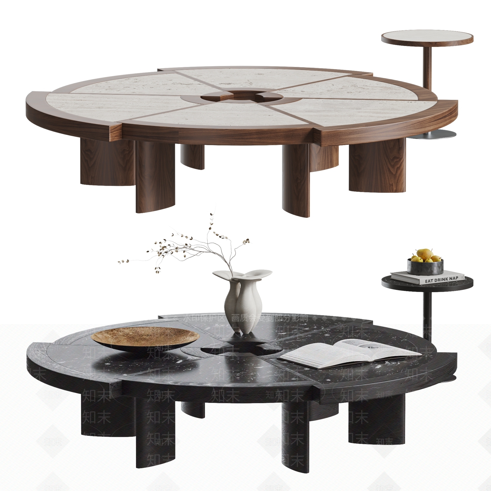 现代中古茶几SU模型下载【ID:1202038238】