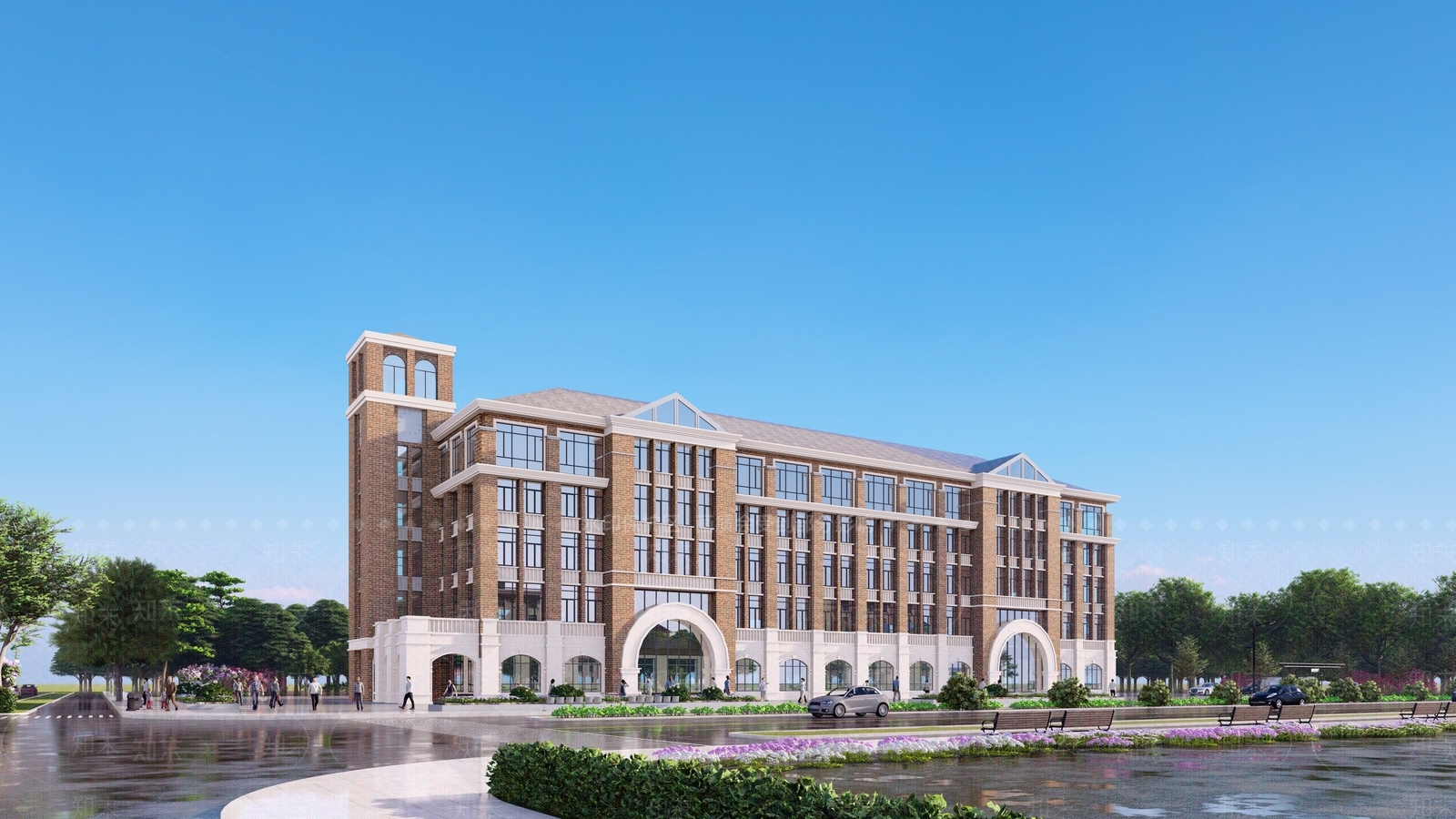 现代欧式学校建筑SU模型下载【ID:1202257214】