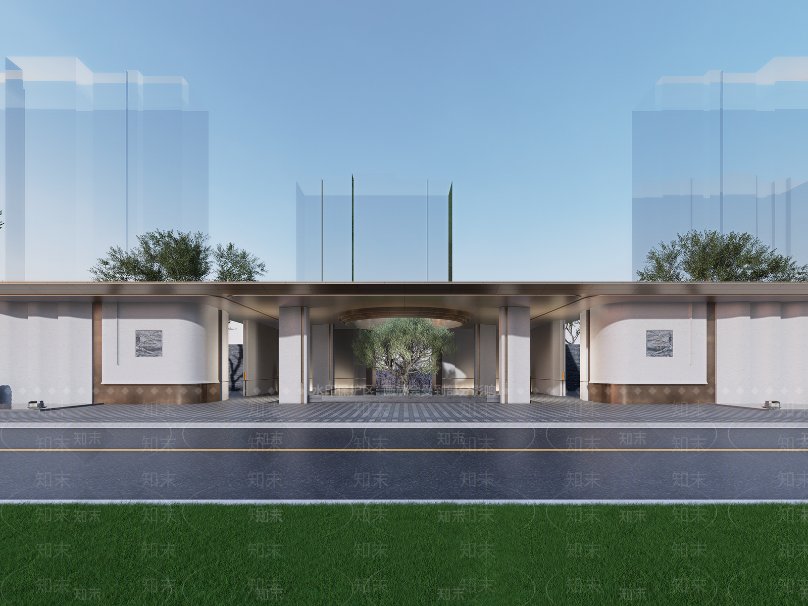 现代轻奢入口大门SU模型下载【ID:1202244173】