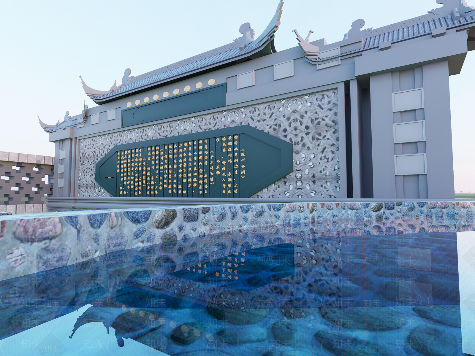 新中式简约风格建筑SU模型下载【ID:1202042108】