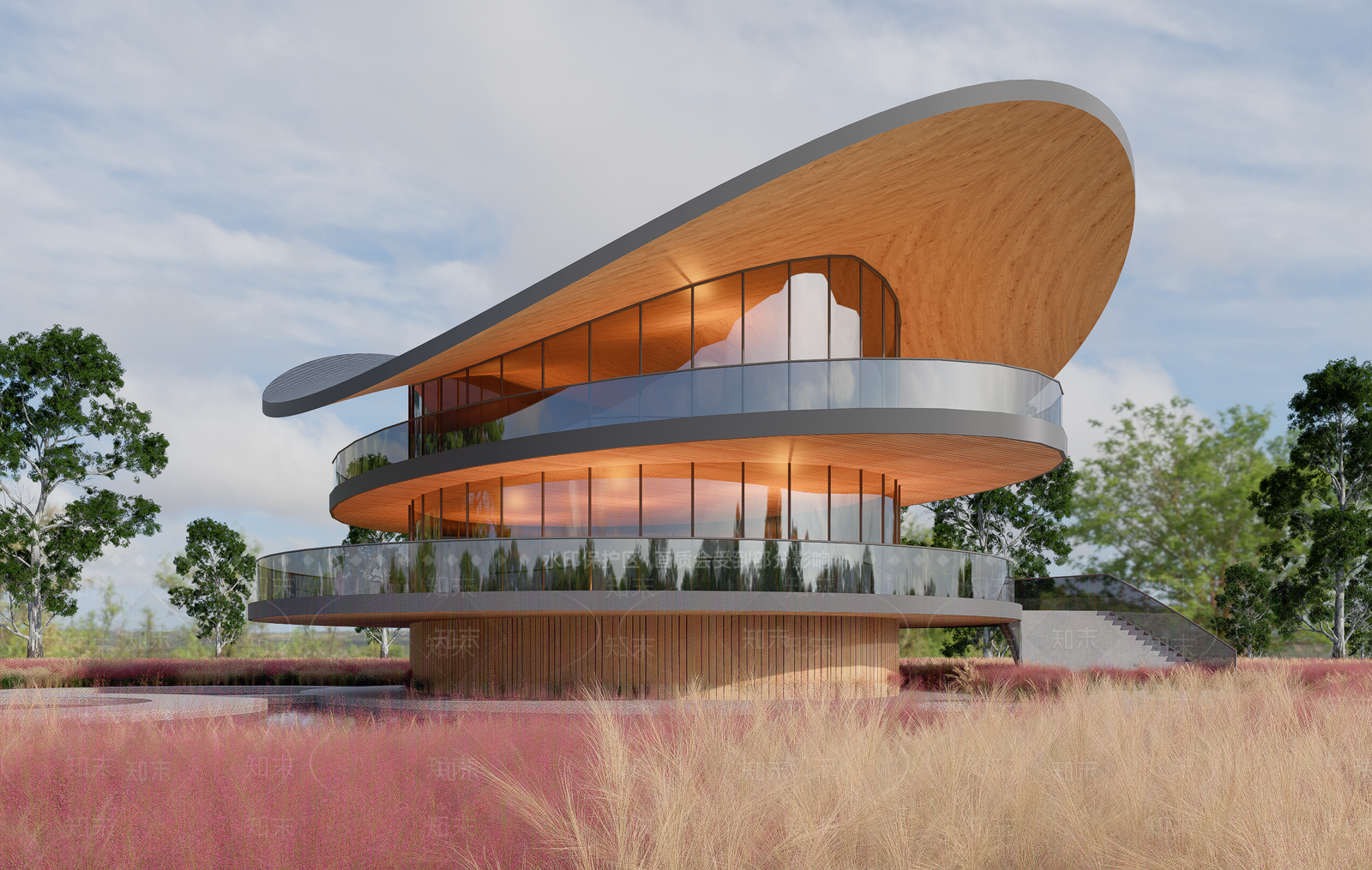 现代售楼处建筑SU模型下载【ID:1202043577】