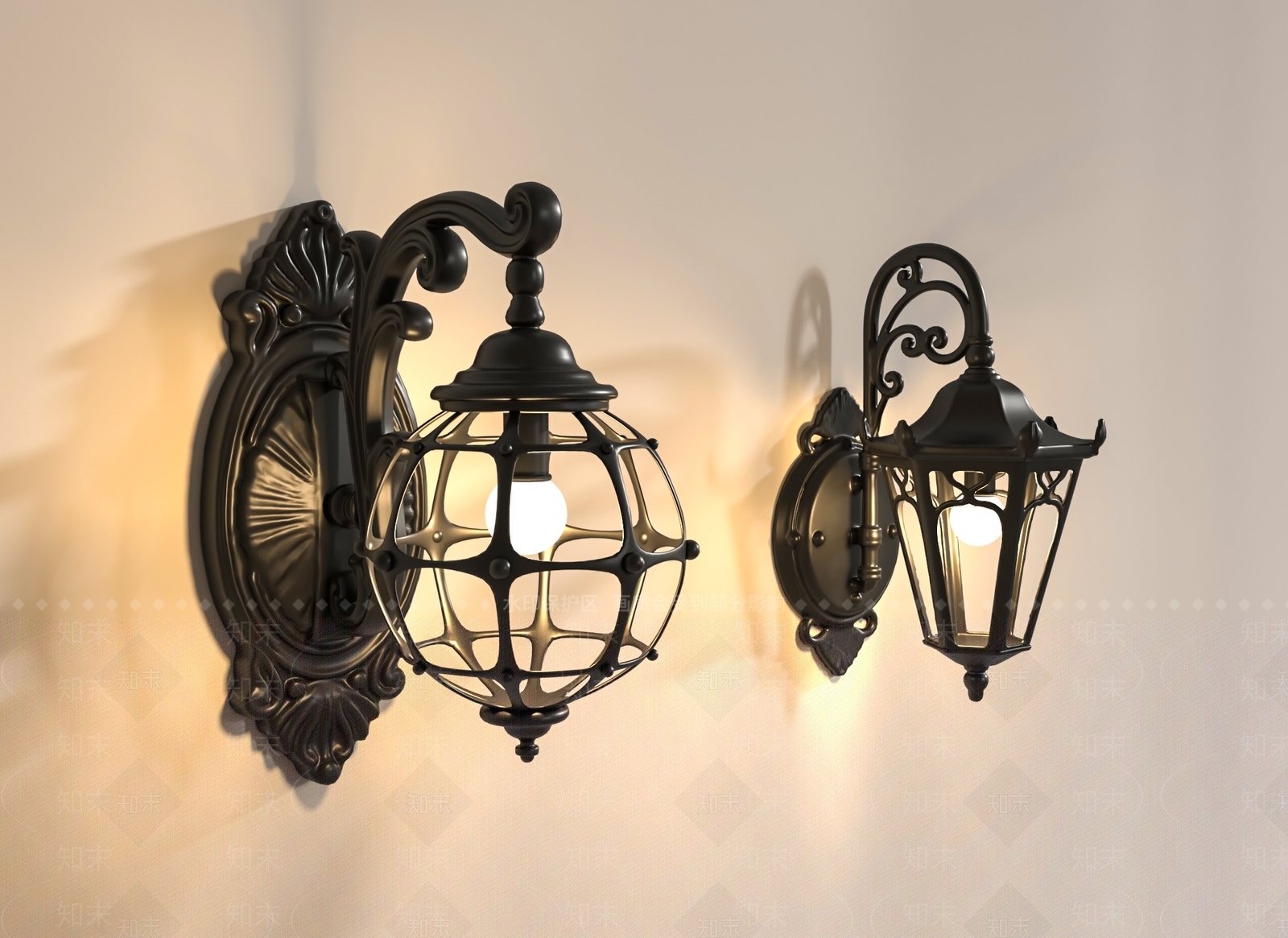 复古法式景观壁灯SU模型下载【ID:1202046512】