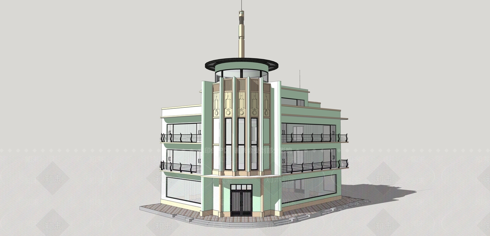 欧式售楼处建筑SU模型下载【ID:1202048140】