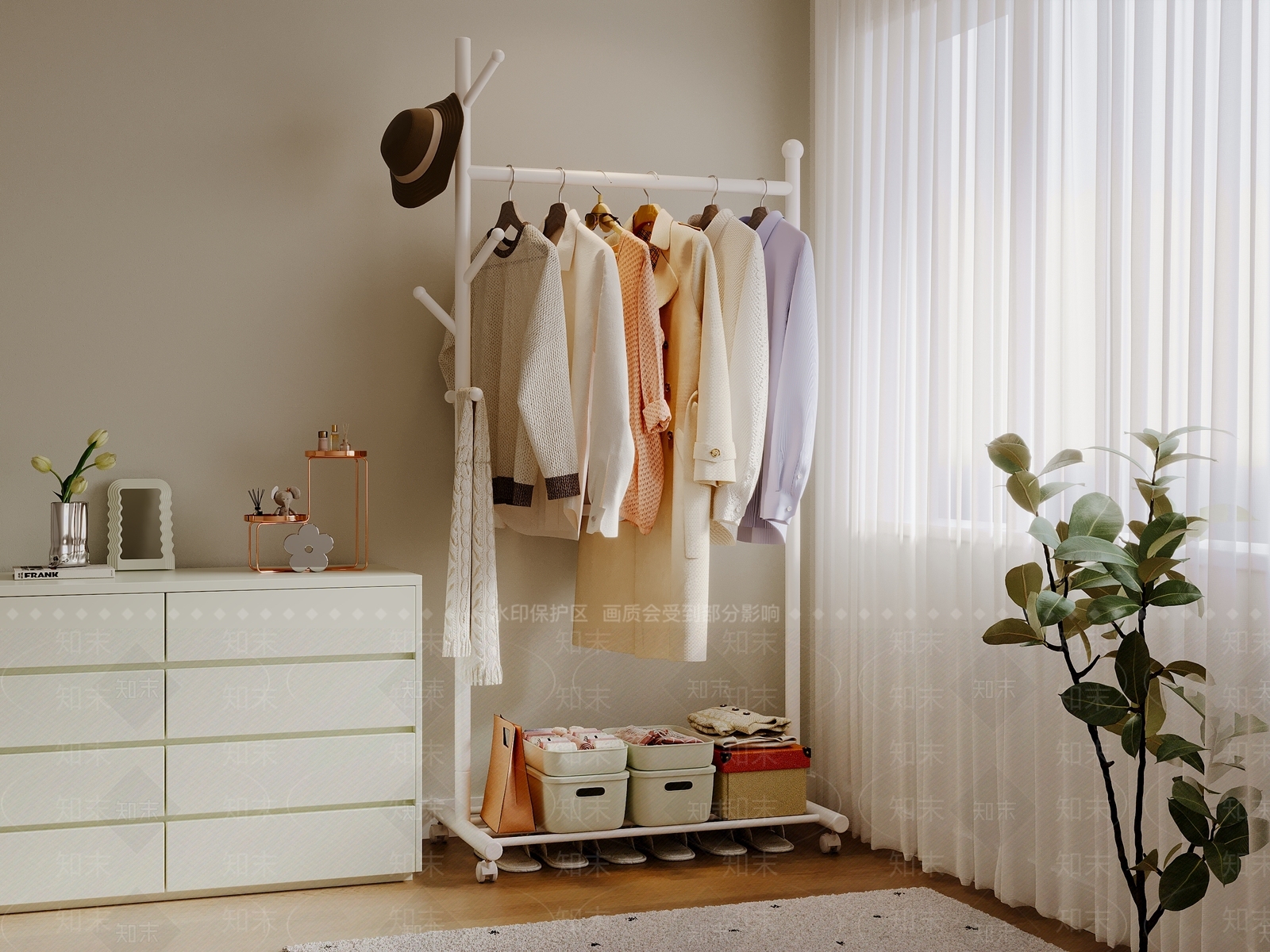 奶油简约衣架3D模型下载【ID:1202454862】