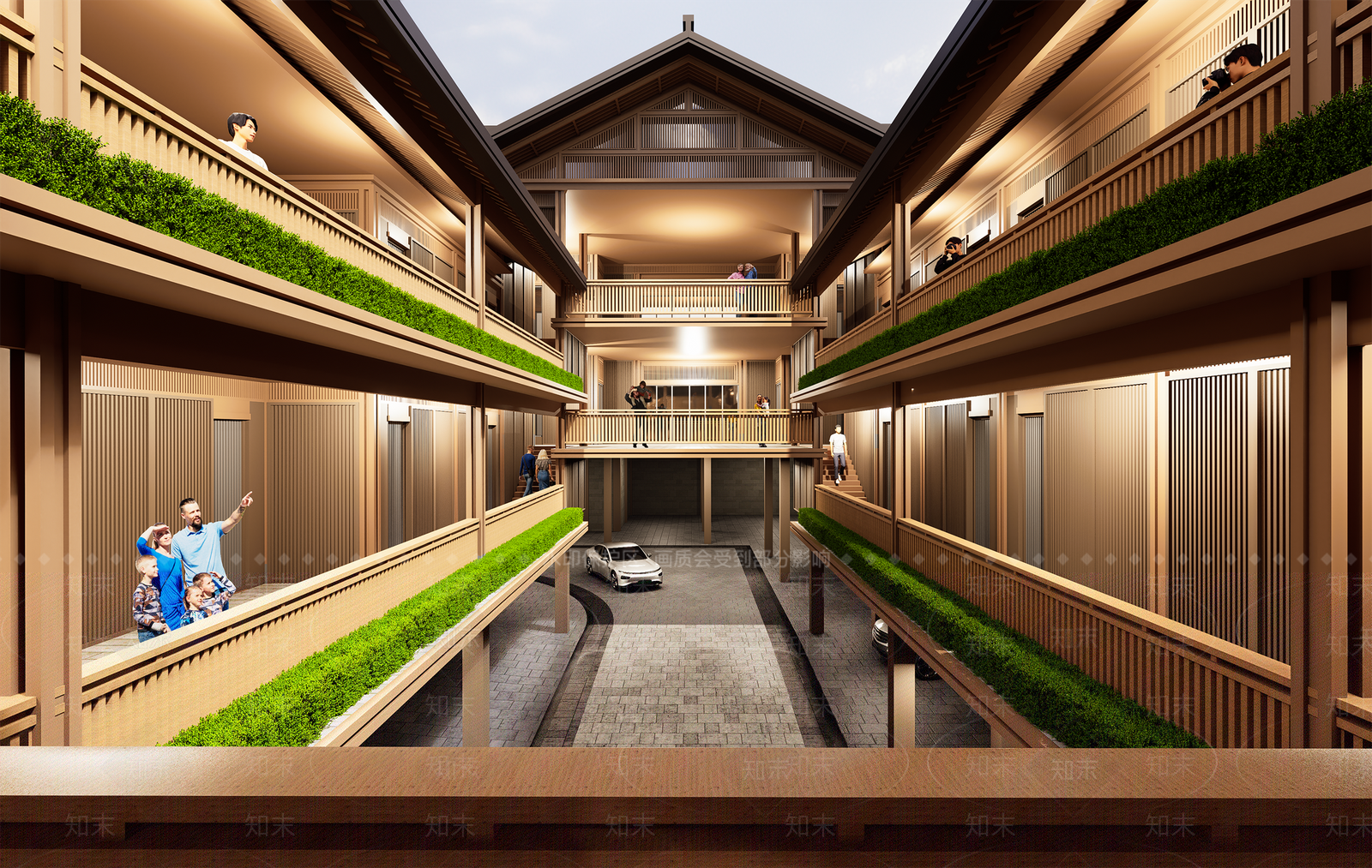 新中式现代酒店建筑SU模型下载【ID:1202058236】