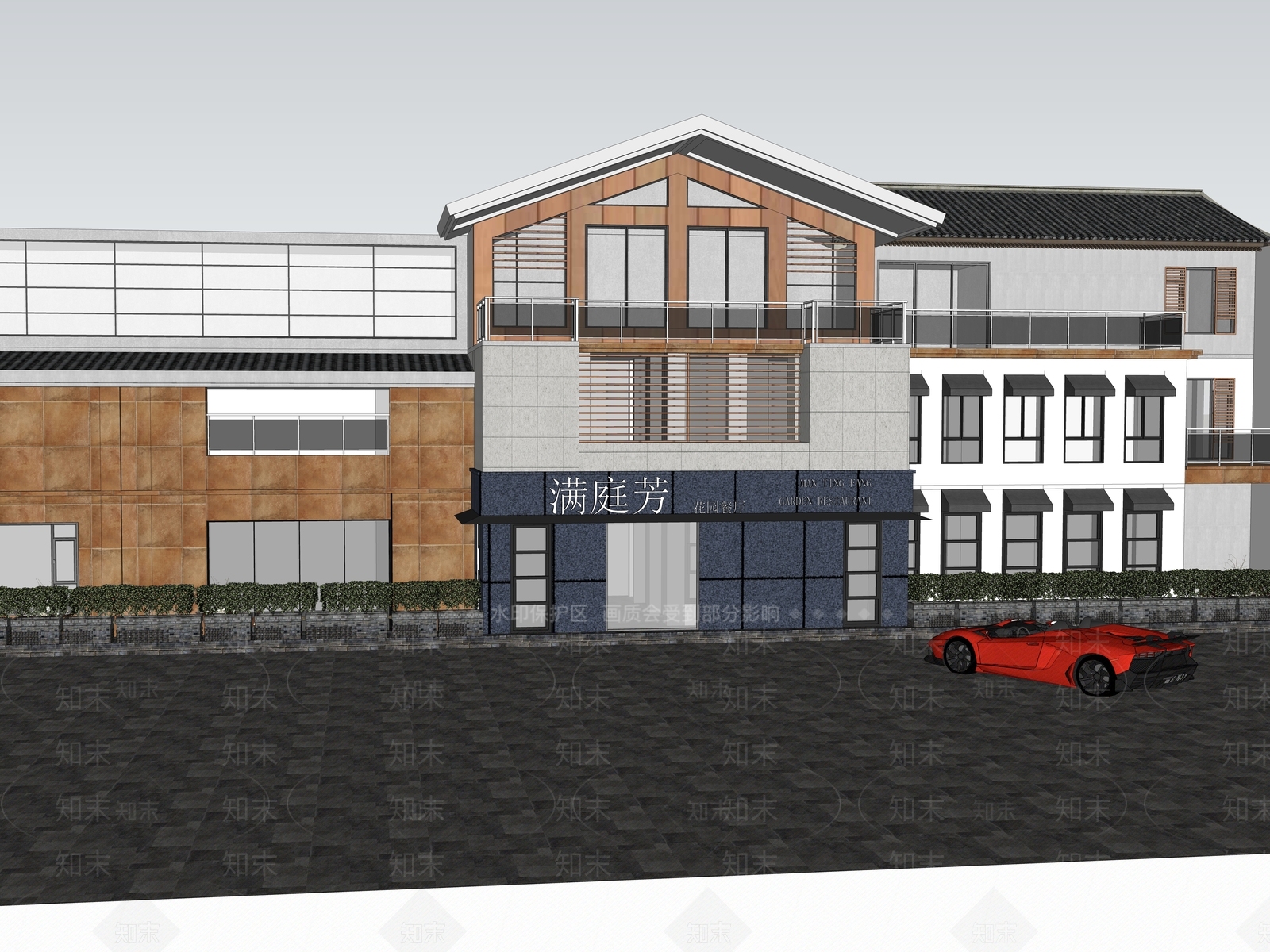 现代简约酒店建筑SU模型下载【ID:1202059572】