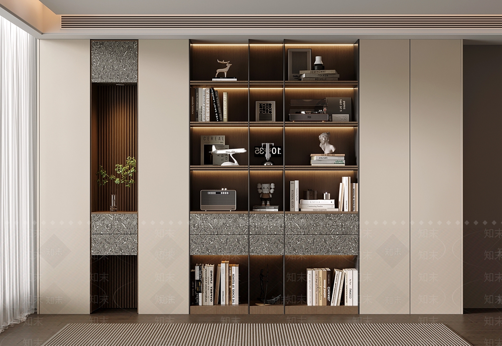 现代意式书柜3D模型下载【ID:1202065443】