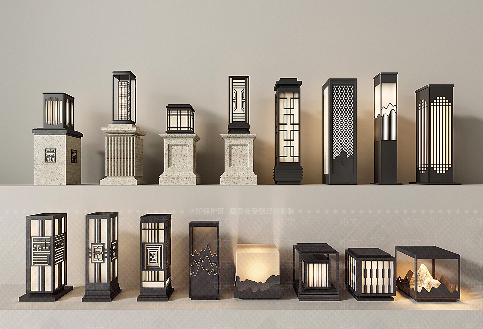 新中式中式草坪灯SU模型下载【ID:1202065726】