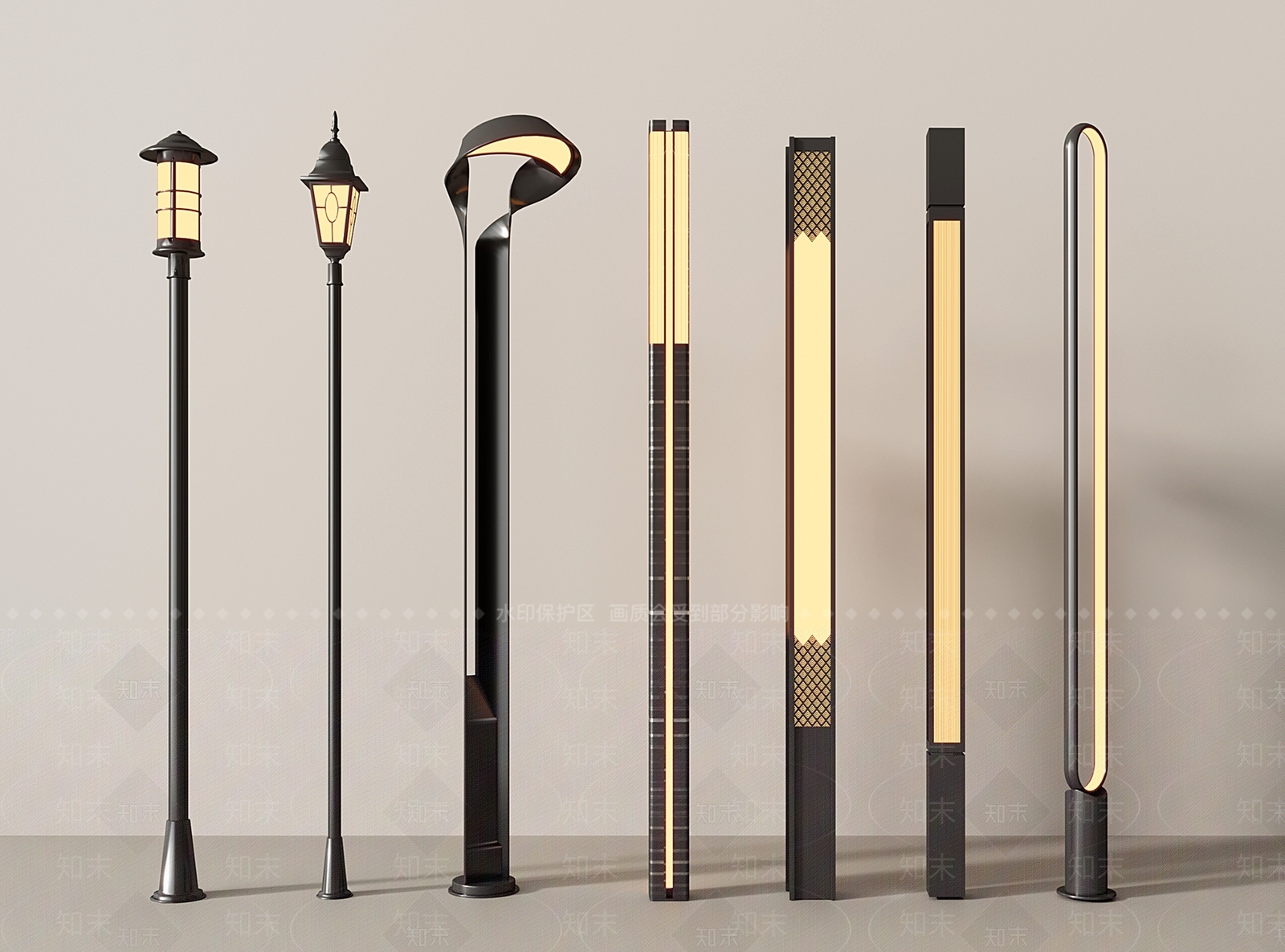 现代景观灯SU模型下载【ID:1202066437】