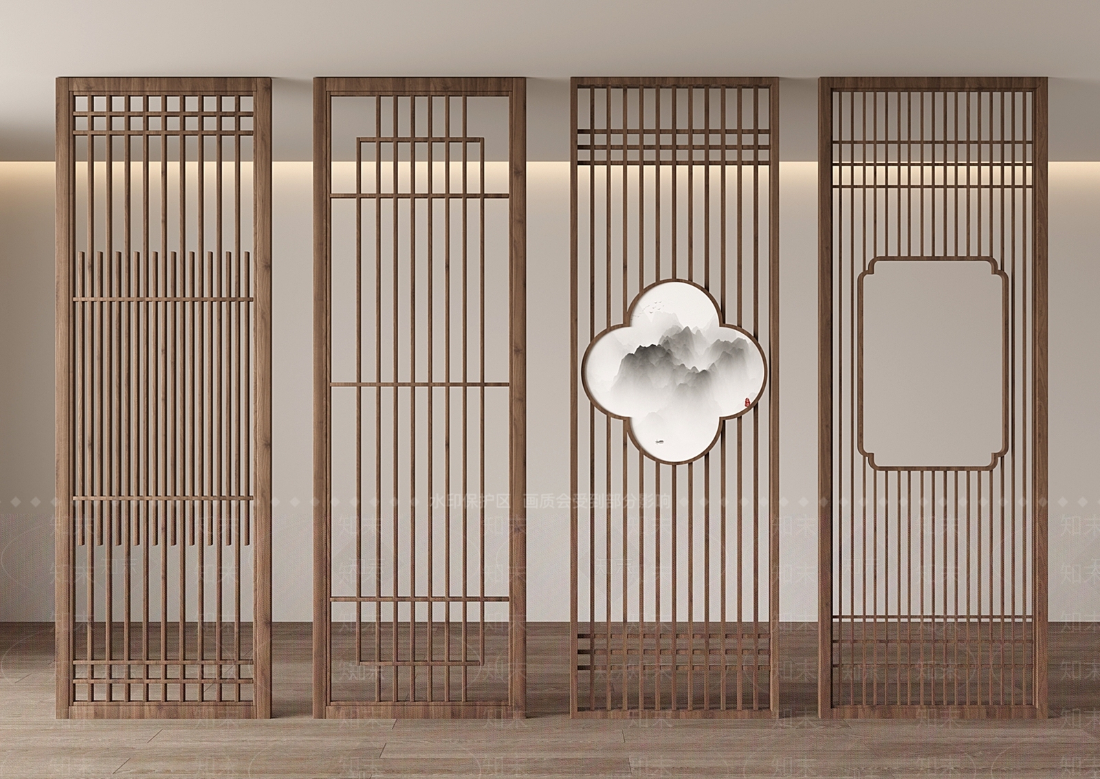 新中式中式隔断SU模型下载【ID:1202067152】