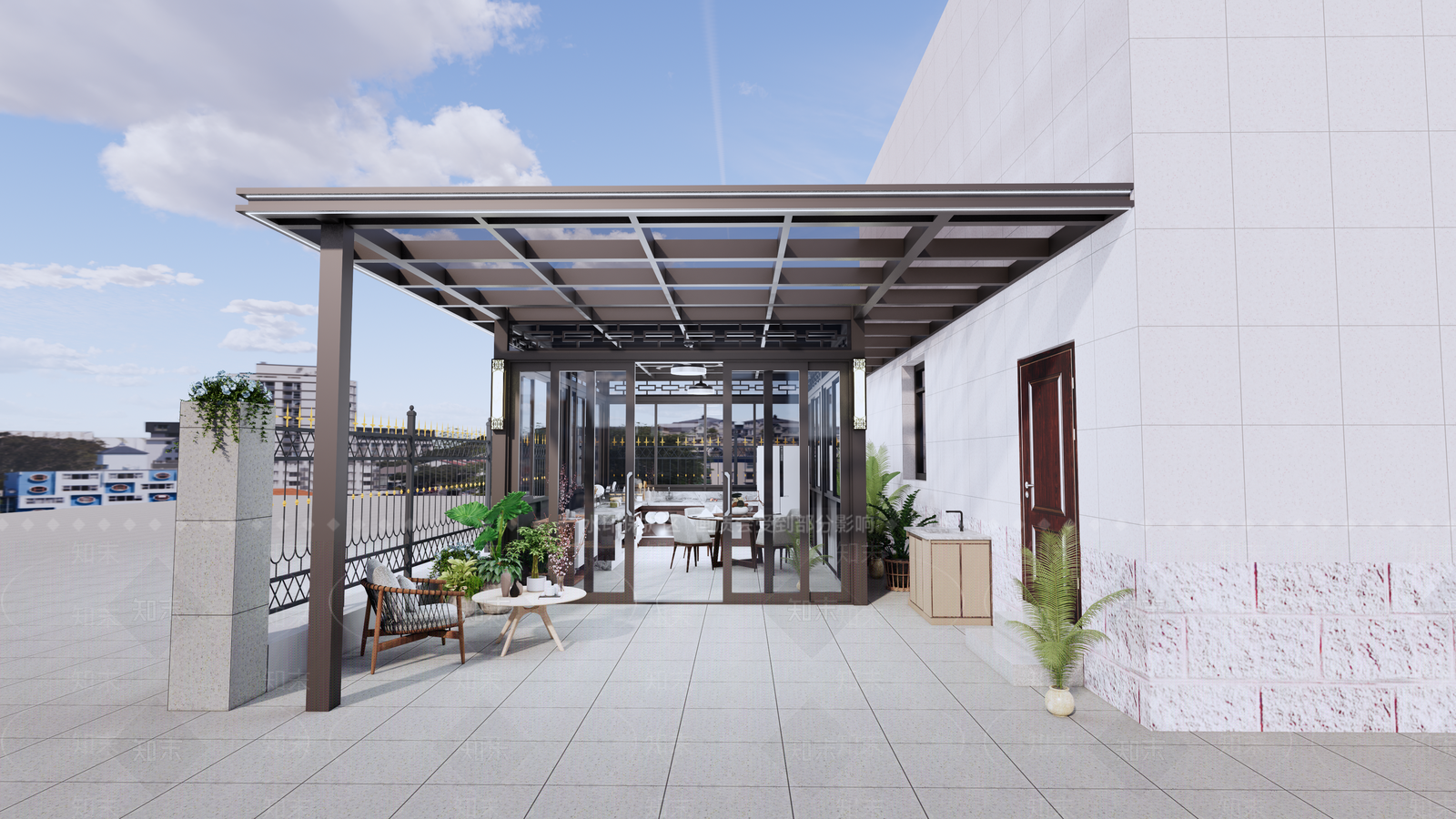 现代新中式亭子SU模型下载【ID:1204044276】