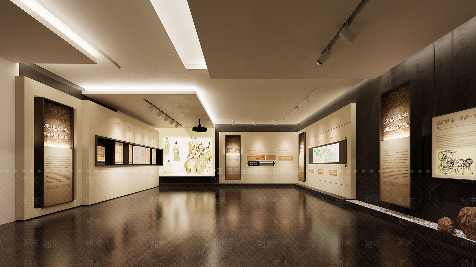 现代新中式博物馆展厅SU模型下载【ID:1202070813】