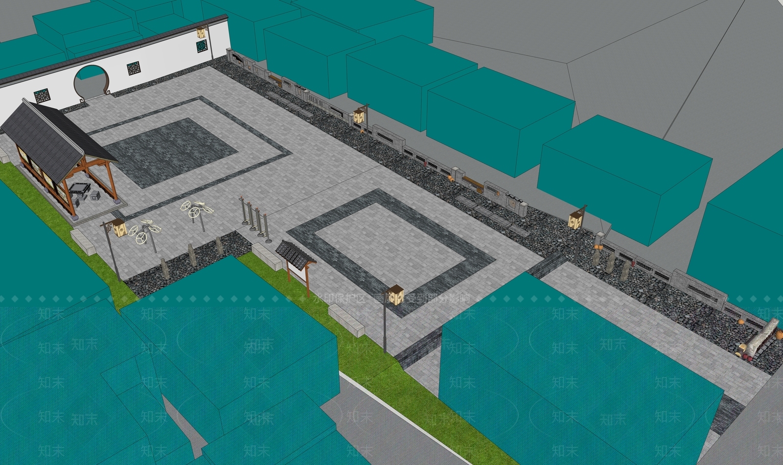 中式乡村公园SU模型下载【ID:1202074588】
