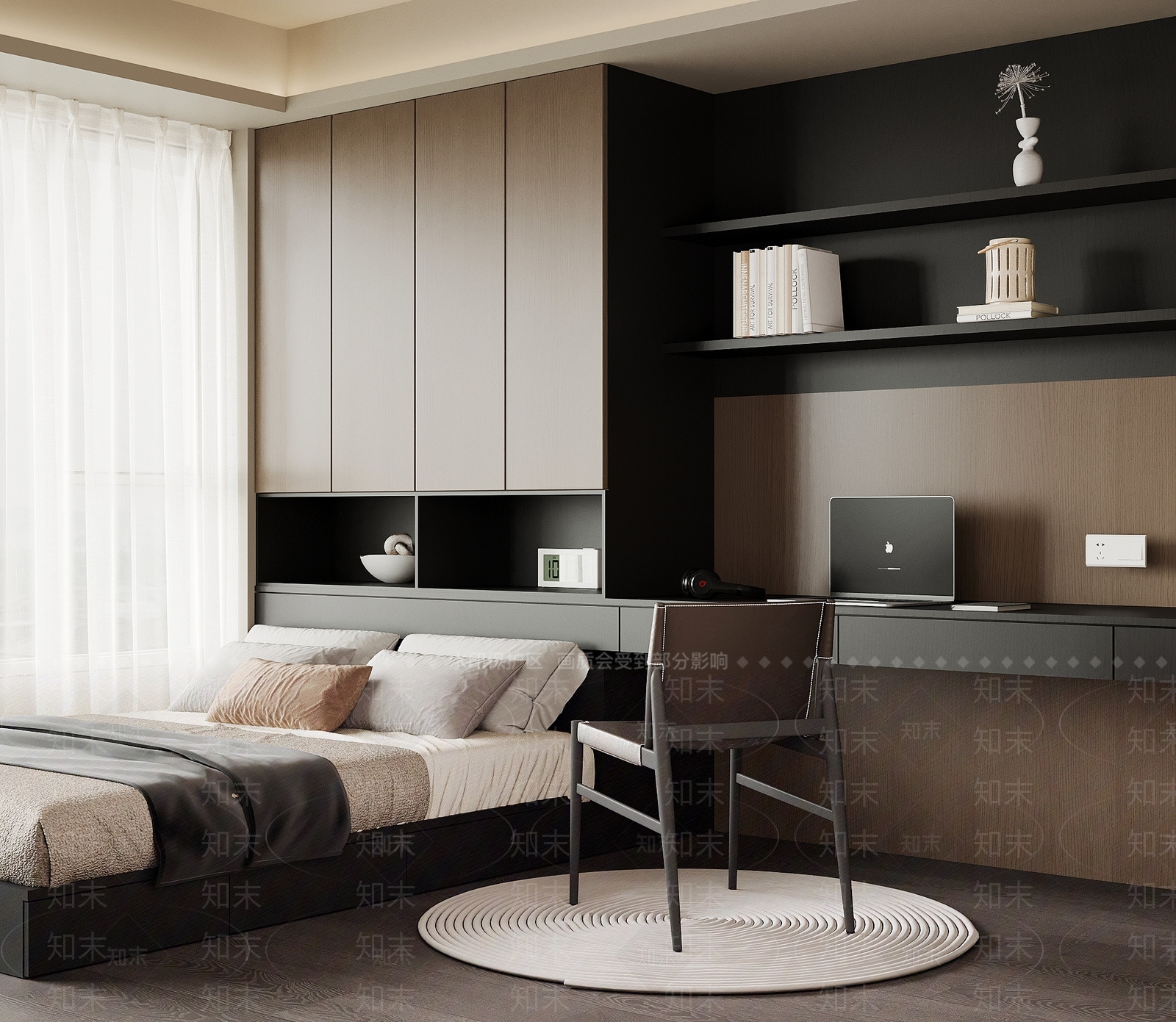 现代意式榻榻米卧室3D模型下载【ID:1202077912】