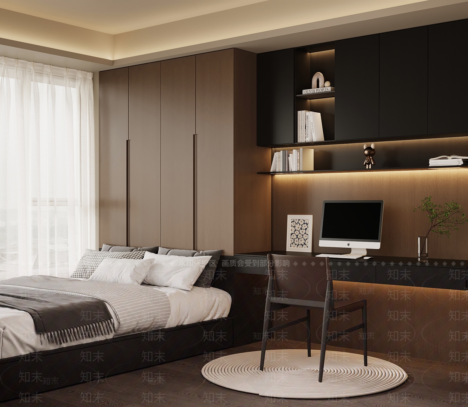 现代意式榻榻米卧室3D模型下载【ID:1202078077】