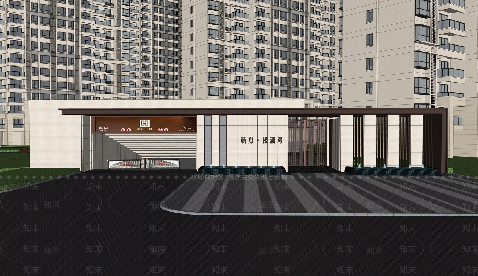 现代新中式高层住宅SU模型下载【ID:1202078592】