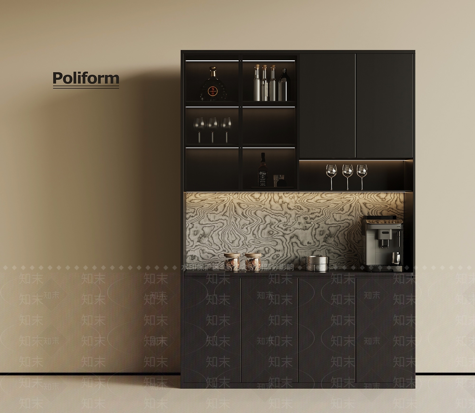 现代意式酒柜SU模型下载【ID:1202080604】
